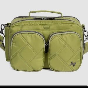 Lug Green Quilted Messenger Bag with Adjustable Straps